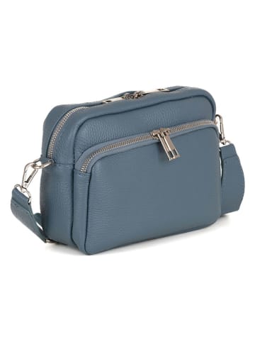 Lucca Baldi Leren schoudertas "Feltre" blauw - (B)19 x (H)15 x (D)7 cm