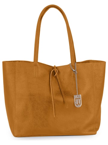 Lucca Baldi Leder-Schultertasche "Spoleto" in Hellbraun - (B)34 x (H)28 x (T)14 cm