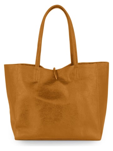 Lucca Baldi Leder-Schultertasche "Spoleto" in Hellbraun - (B)34 x (H)28 x (T)14 cm