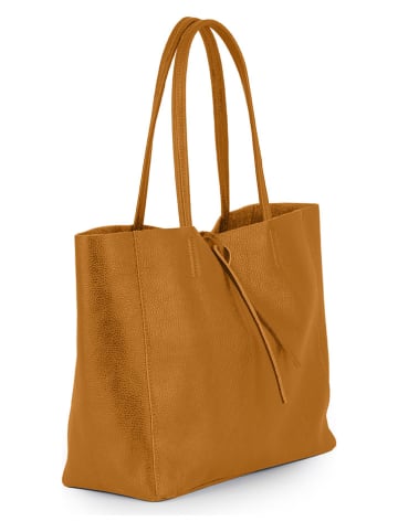 Lucca Baldi Leder-Schultertasche "Spoleto" in Hellbraun - (B)34 x (H)28 x (T)14 cm