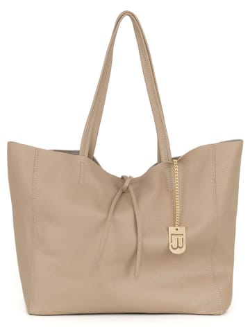 Lucca Baldi Leder-Schultertasche "Spoleto" in Beige - (B)34 x (H)28 x (T)14 cm