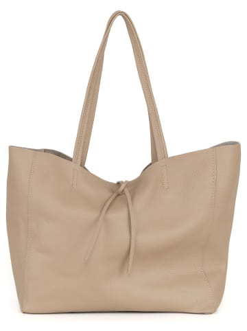 Lucca Baldi Leder-Schultertasche "Spoleto" in Beige - (B)34 x (H)28 x (T)14 cm
