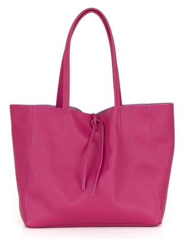 Lucca Baldi Leder-Schultertasche "Spoleto" in Pink - (B)34 x (H)28 x (T)14 cm
