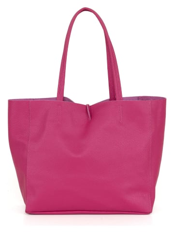 Lucca Baldi Leder-Schultertasche "Spoleto" in Pink - (B)34 x (H)28 x (T)14 cm