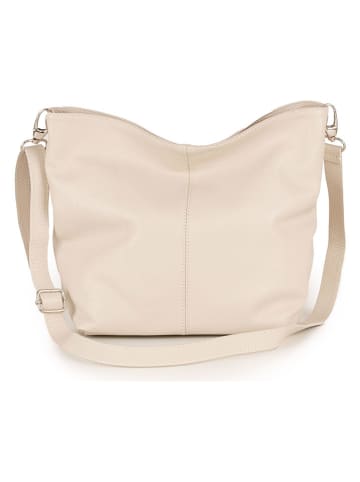 Lucca Baldi Leder-Schultertasche "Trapani" in Beige - (B)33 x (H)25 x (T)14 cm
