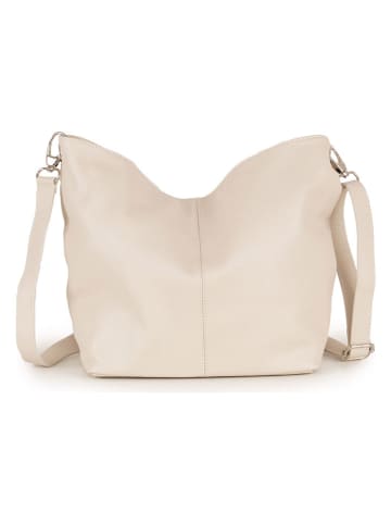 Lucca Baldi Leder-Schultertasche "Trapani" in Beige - (B)33 x (H)25 x (T)14 cm
