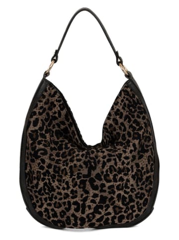 Lucca Baldi Leren shopper "Conegliano" zwart - (B)49 x (H)33 x (D)6 cm