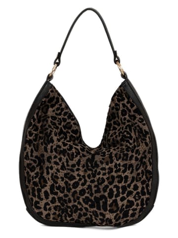 Lucca Baldi Leren shopper "Conegliano" zwart - (B)49 x (H)33 x (D)6 cm
