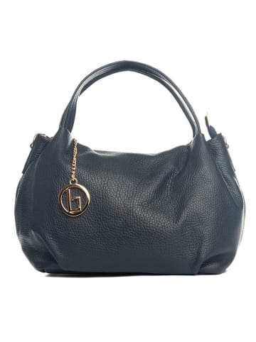 Lia Biassoni Leder-Henkeltasche "Taro" in Dunkelblau - (B)28 x (H)25 x (T)18 cm