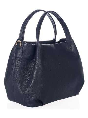 Lia Biassoni Leder-Henkeltasche "Taro" in Dunkelblau - (B)28 x (H)25 x (T)18 cm