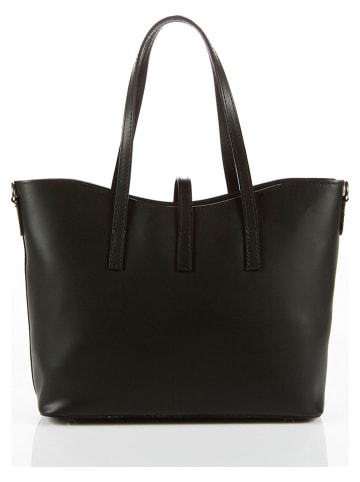 Lia Biassoni Leder-Schultertasche "Parma" in Schwarz - (B)40 x (H)27 x (T)14 cm