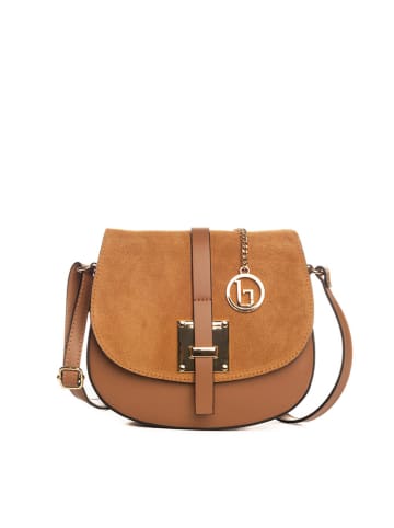 Lia Biassoni Leder-Umhängetasche "Adda" in Hellbraun - (B)23 x (H)20 x (T)6 cm