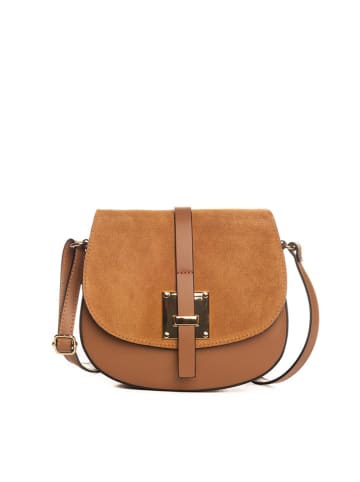 Lia Biassoni Leder-Umhängetasche "Adda" in Hellbraun - (B)23 x (H)20 x (T)6 cm