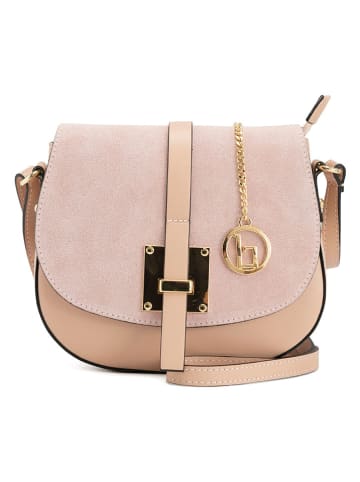 Lia Biassoni Leder-Umhängetasche "Adda" in Beige - (B)23 x (H)20 x (T)6 cm