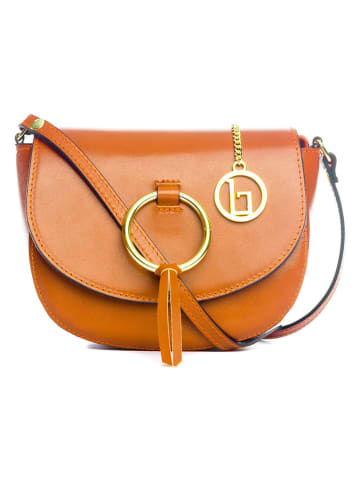 Lia Biassoni Leder-Umhängetasche "Tidone" in Hellbraun - (B)20 x (H)18 x (T)8 cm