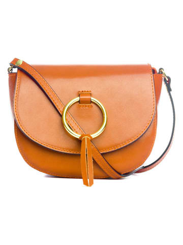 Lia Biassoni Leder-Umhängetasche "Tidone" in Hellbraun - (B)20 x (H)18 x (T)8 cm