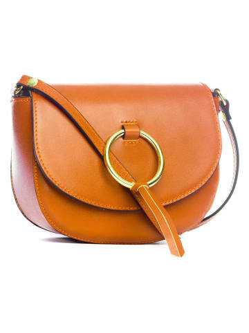 Lia Biassoni Leder-Umhängetasche "Tidone" in Hellbraun - (B)20 x (H)18 x (T)8 cm