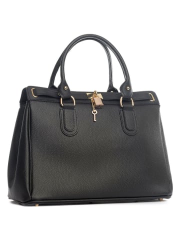 Lia Biassoni Leder-Henkeltasche "Nure" in Schwarz - (B)36 x (H)28 x (T)18 cm