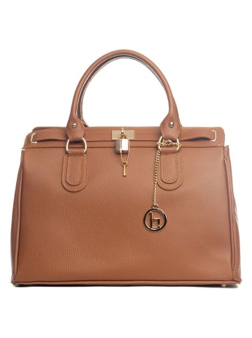 Lia Biassoni Leren handtas "Nure" lichtbruin - (B)36 x (H)28 x (D)18 cm