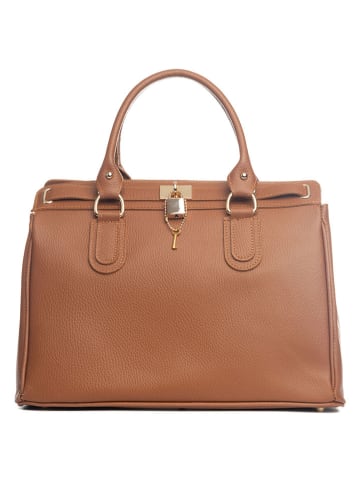 Lia Biassoni Leren handtas "Nure" lichtbruin - (B)36 x (H)28 x (D)18 cm