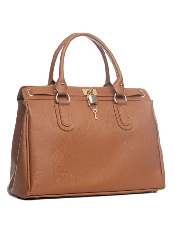 Lia Biassoni Leren handtas "Nure" lichtbruin - (B)36 x (H)28 x (D)18 cm