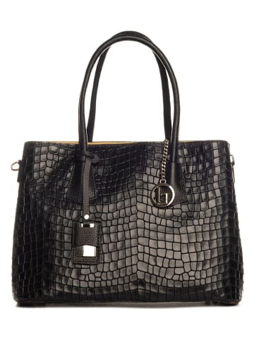 Lia Biassoni Leder-Shopper "Allia" in Schwarz - (B)40 x (H)33 x (T)16 cm