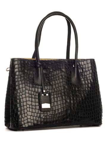 Lia Biassoni Leder-Shopper "Allia" in Schwarz - (B)40 x (H)33 x (T)16 cm