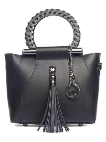 Lia Biassoni Leder-Henkeltasche "Garlate" in Schwarz - (B)28 x (H)21 x (T)10 cm