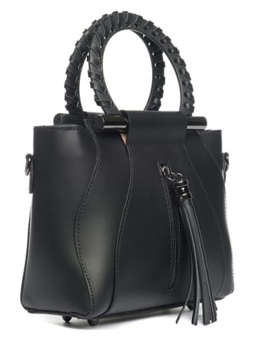 Lia Biassoni Leder-Henkeltasche "Garlate" in Schwarz - (B)28 x (H)21 x (T)10 cm