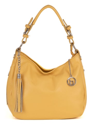Lia Biassoni Leder-Schultertasche "Monate" in Senf - (B)36 x (H)26 x (T)10 cm