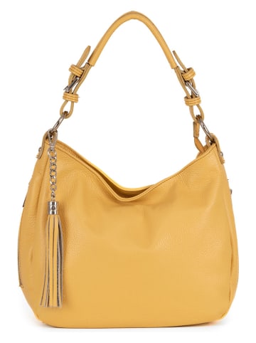 Lia Biassoni Leder-Schultertasche "Monate" in Senf - (B)36 x (H)26 x (T)10 cm