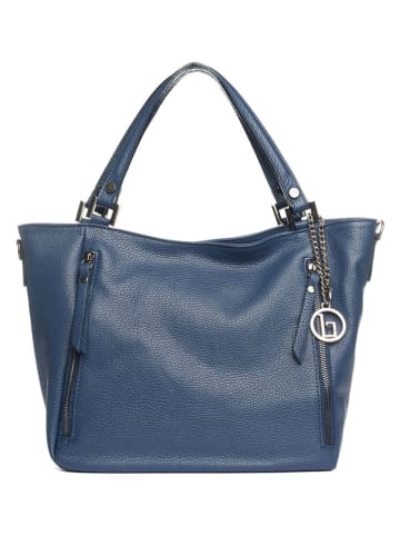 Lia Biassoni Leder-Shopper "Alserio" in Blau - (B)42 x (H)26 x (T)14 cm