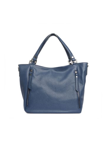Lia Biassoni Leder-Shopper "Alserio" in Blau - (B)42 x (H)26 x (T)14 cm