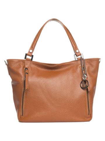 Lia Biassoni Leder-Shopper "Alserio" in Hellbraun - (B)42 x (H)26 x (T)14 cm