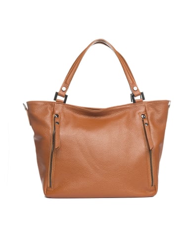 Lia Biassoni Leder-Shopper "Alserio" in Hellbraun - (B)42 x (H)26 x (T)14 cm