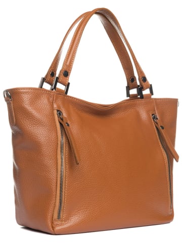 Lia Biassoni Leder-Shopper "Alserio" in Hellbraun - (B)42 x (H)26 x (T)14 cm