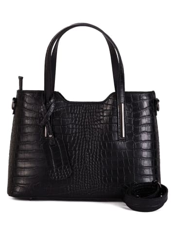 Lia Biassoni Leren handtas "Acco" zwart - (B)32 x (H)22 x (D)12 cm