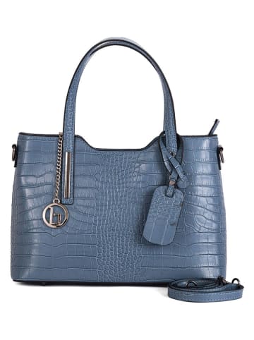 Lia Biassoni Leder-Henkeltasche "Acco" in Blau - (B)32 x (H)22 x (T)12 cm