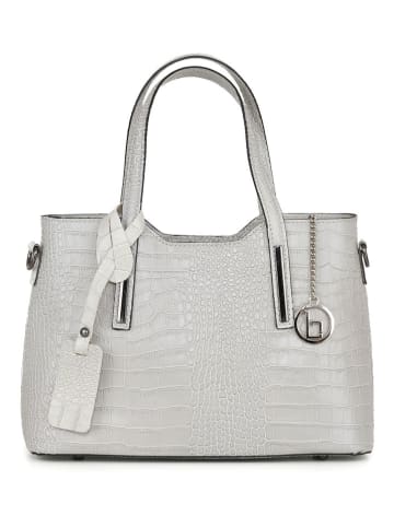 Lia Biassoni Leder-Henkeltasche "Acco" in Grau - (B)32 x (H)22 x (T)12 cm