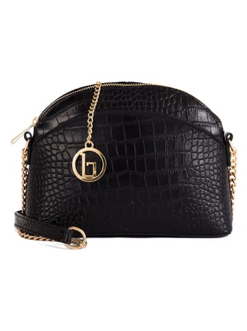 Lia Biassoni Leder-Umhängetasche "Anfora" in Schwarz - (B)23 x (H)18 x (T)8 cm