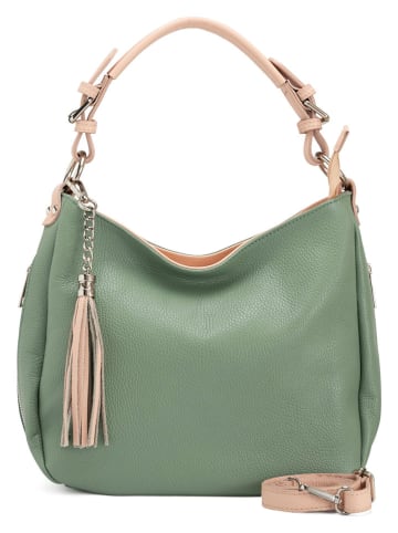 Lia Biassoni Leren schoudertas "Garga" groen - (B)36 x (H)26 x (D)10 cm