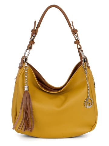 Lia Biassoni Leder-Schultertasche "Garga" in Senf - (B)36 x (H)26 x (T)10 cm