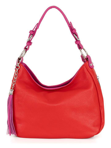 Lia Biassoni Leder-Schultertasche "Garga" in Rot - (B)36 x (H)26 x (T)10 cm
