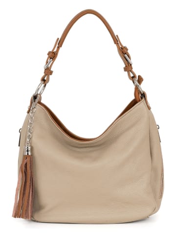 Lia Biassoni Leren schoudertas "Garga" beige - (B)36 x (H)26 x (D)10 cm