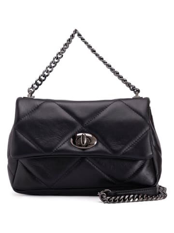 Lia Biassoni Leren handtas "Salto" zwart - (B)30 x (H)17 x (D)8 cm