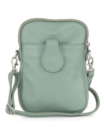 Lia Biassoni Leren smartphonetas "Paglia" groen - (B)15 x (H)20 x (D)1 cm