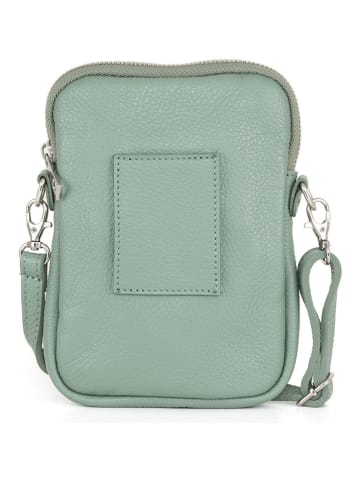 Lia Biassoni Leren smartphonetas "Paglia" groen - (B)15 x (H)20 x (D)1 cm
