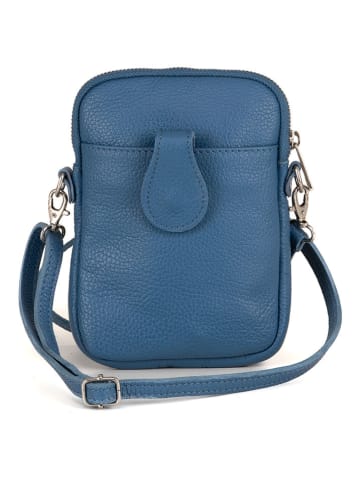 Lia Biassoni Leder-Handytasche "Paglia" in Blau - (B)15 x (H)20 x (T)1 cm