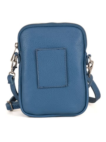 Lia Biassoni Leder-Handytasche "Paglia" in Blau - (B)15 x (H)20 x (T)1 cm