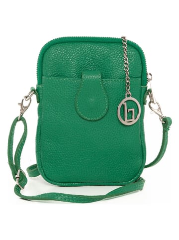 Lia Biassoni Leder-Handytasche "Paglia" in Grün - (B)15 x (H)20 x (T)1 cm